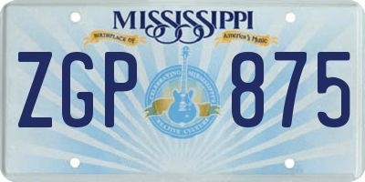 MS license plate ZGP875