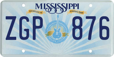 MS license plate ZGP876