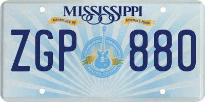 MS license plate ZGP880