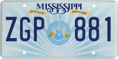 MS license plate ZGP881