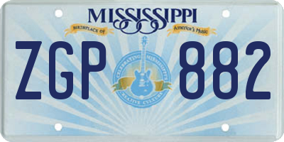 MS license plate ZGP882