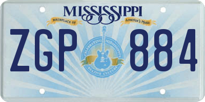 MS license plate ZGP884