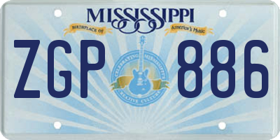 MS license plate ZGP886
