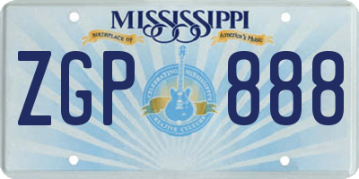 MS license plate ZGP888