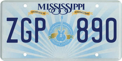 MS license plate ZGP890