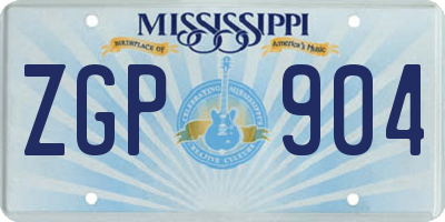MS license plate ZGP904