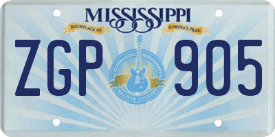 MS license plate ZGP905