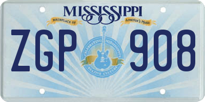 MS license plate ZGP908