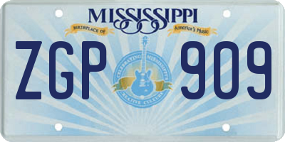 MS license plate ZGP909