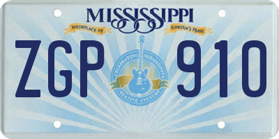 MS license plate ZGP910