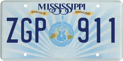 MS license plate ZGP911
