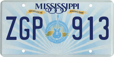 MS license plate ZGP913