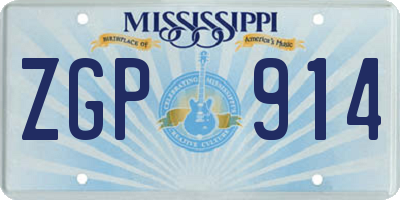MS license plate ZGP914
