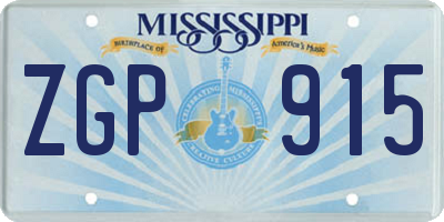 MS license plate ZGP915