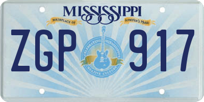 MS license plate ZGP917