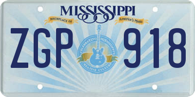 MS license plate ZGP918