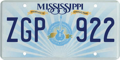 MS license plate ZGP922