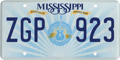MS license plate ZGP923