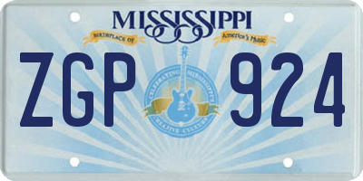 MS license plate ZGP924