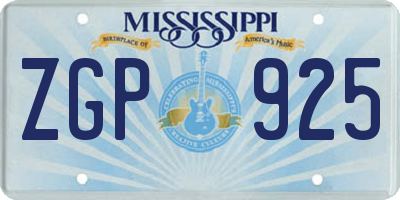 MS license plate ZGP925