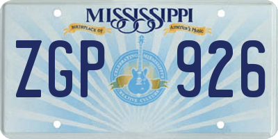 MS license plate ZGP926
