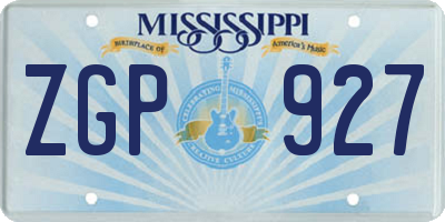 MS license plate ZGP927