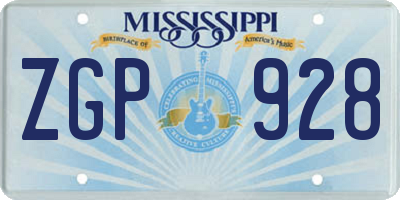 MS license plate ZGP928