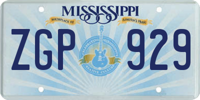 MS license plate ZGP929