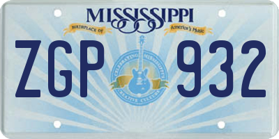 MS license plate ZGP932