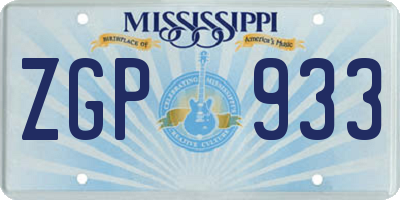 MS license plate ZGP933