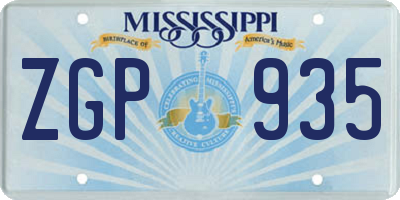 MS license plate ZGP935