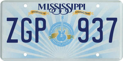 MS license plate ZGP937