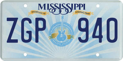 MS license plate ZGP940