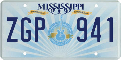 MS license plate ZGP941