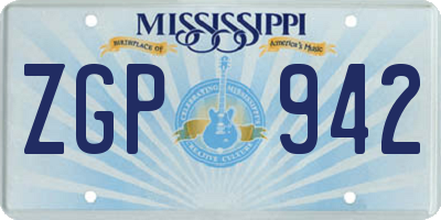 MS license plate ZGP942