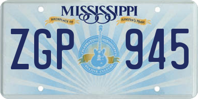MS license plate ZGP945
