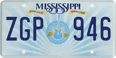 MS license plate ZGP946