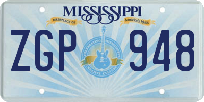 MS license plate ZGP948
