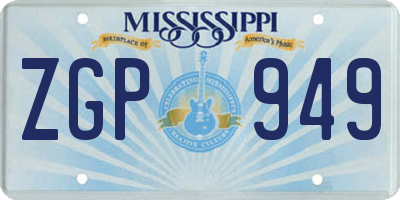 MS license plate ZGP949