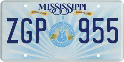 MS license plate ZGP955