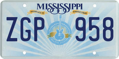 MS license plate ZGP958