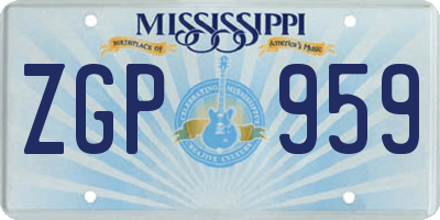 MS license plate ZGP959
