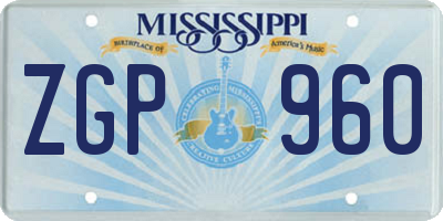 MS license plate ZGP960