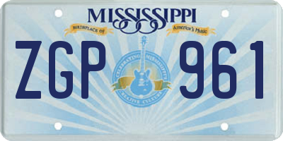 MS license plate ZGP961
