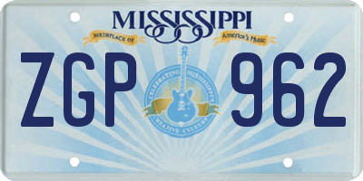 MS license plate ZGP962