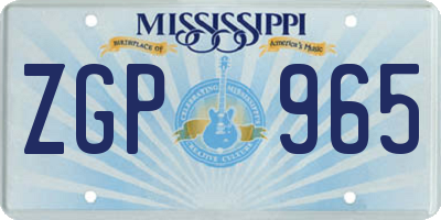 MS license plate ZGP965
