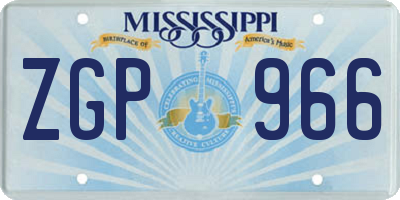 MS license plate ZGP966