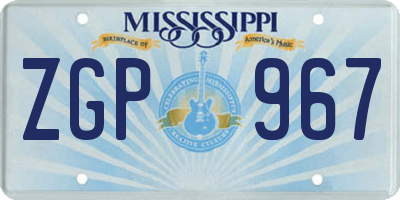 MS license plate ZGP967