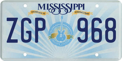 MS license plate ZGP968