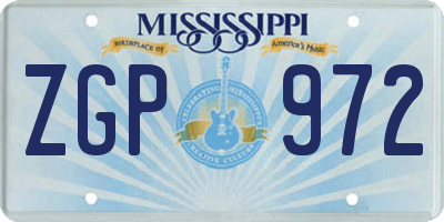 MS license plate ZGP972
